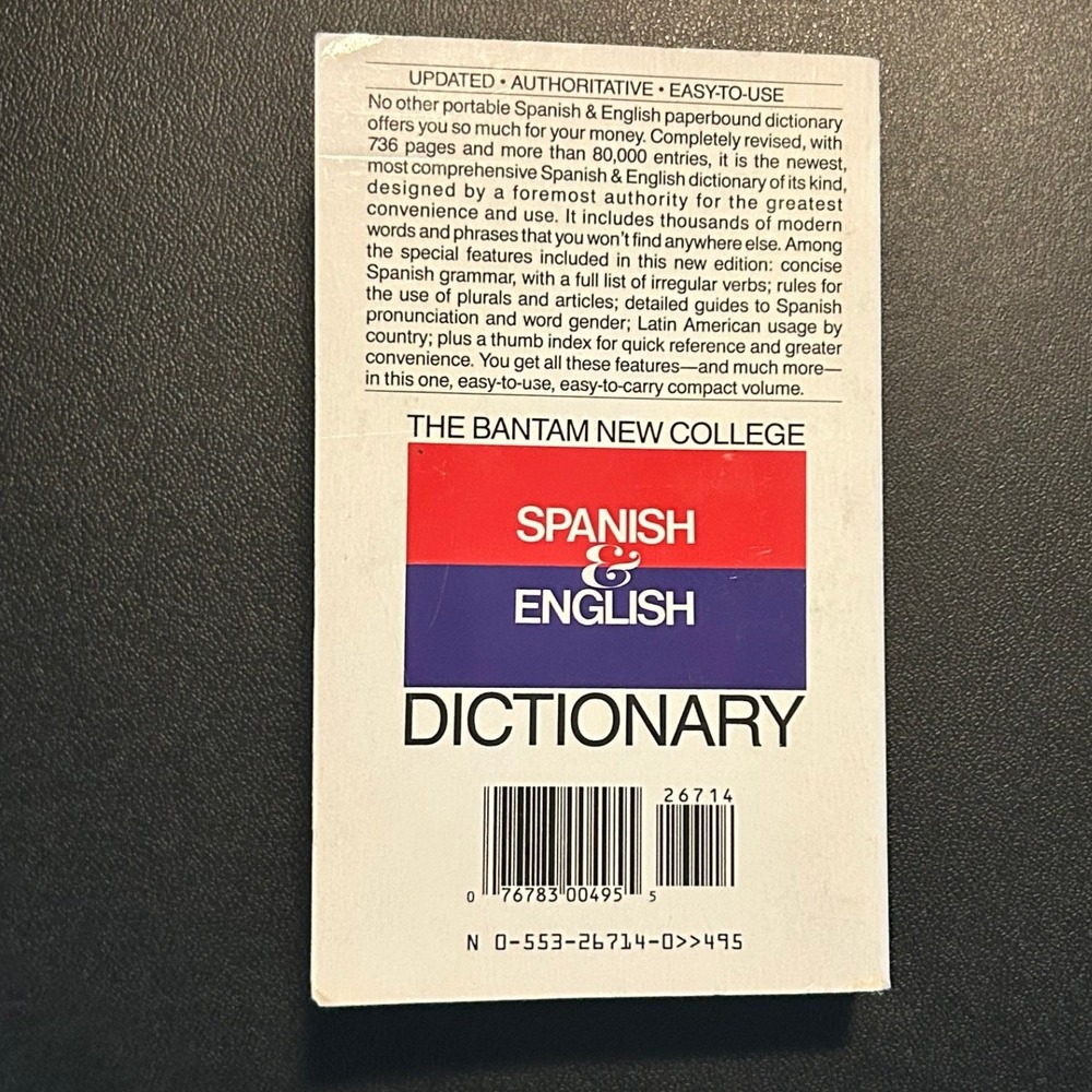 Bantam New College Spanish & English Dictionary Edwin B Williams Paperback 26714 - Picture 2 of 9